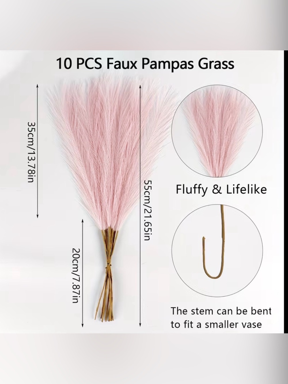 Soft Pink Faux Pampas Grass Bouquet - Picture 5 of 5